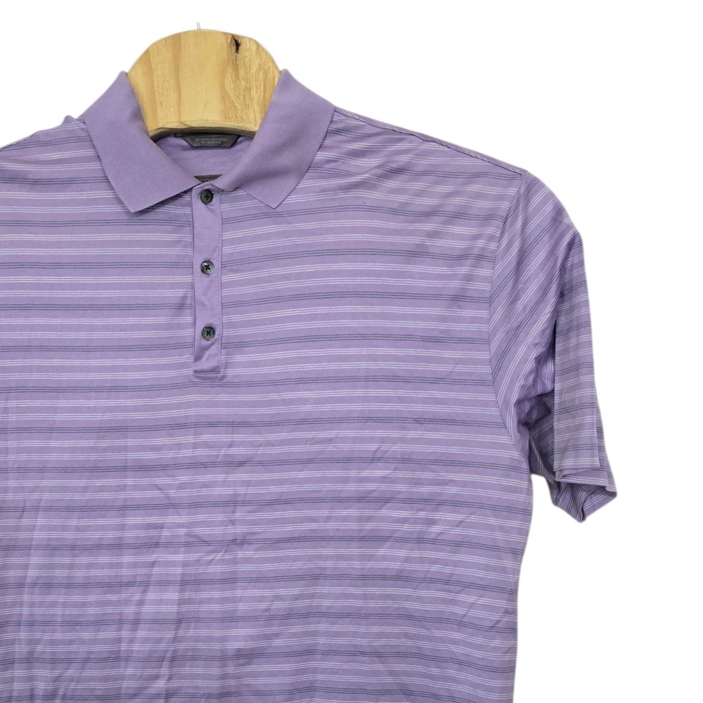 Nike Tiger Woods Collection Purple Striped Mercerized Cotton Golf Polo Mens‎ XL
